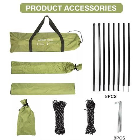 Proberos Car Side Awning Sun Shelter, Rain Fly Backpacking Tent Tarp Shelter, Upf 50+ Sunshade Camping Awning Kit With Storage Bag, 118X78 Inches Car Awning For Camping, Travel