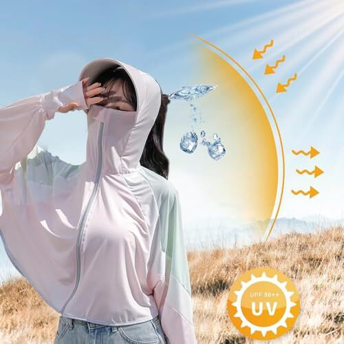 Palay Sun Protection Hoodie For Women Sun Protection Hoodie Jacket Full Zip Upf 50+ Uv Block Clothing With Brim For Running Hiking Outdoor Quick Dry, Pink