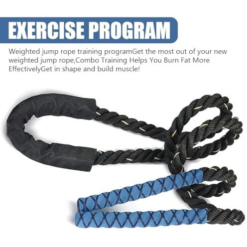 Proberos 2.8 M Weighted Jump Rope For Adults, 1.2 Kg Weighted Skipping Rope, 25Mm Thick Pro Training Rope With Anti-Sweat Eva Foam Handles, Pro Workouts For Strength, Endurance & Cardio Fitness, Blue