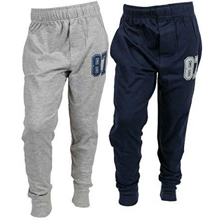 Abito Boys (5-15 Yrs) Track Pants Cotton Joggers Slim Fit Pack Of 2 Lowers(14-15 Years-Length 38,Navy Grey)