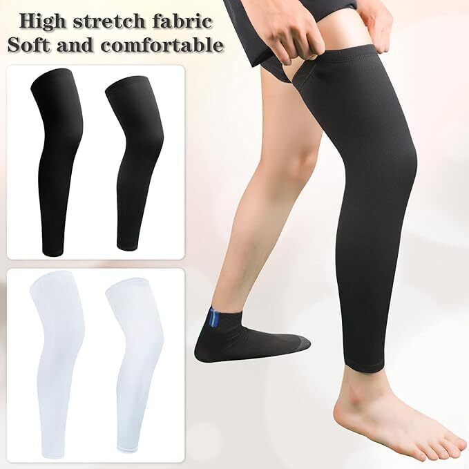 Shirsh Uv Sun Protection Leg Sleeve For Men's Women's - Upf 50 - Leg Cover For Tanning And Sunburn Protection Leg Warmers For Women Winter Leg Sleeves For Men Football Men's Women's Pack Of 1 (Black)