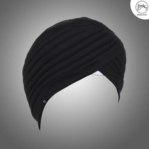 Bismaadh Polyester Readymade Instant Traditional Headwear Sikh Turban For Men & Women - Headcover, Sardar Pagdi, Black