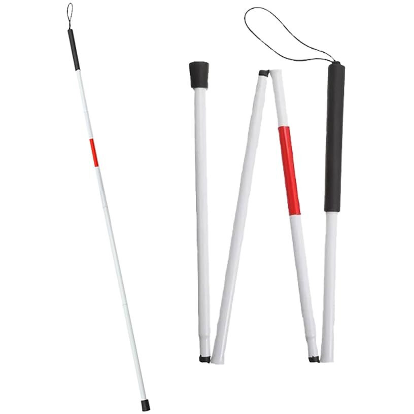 Paxmax Folding Blind Cane Reflective Red Folding Walking Stick For Vision Impaired And Blind People