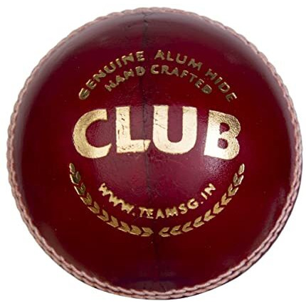 Sg Club Cricket Balls | Colour Red | Pack Size Pack Of 1 | Water-Resistant Leather Ball | Suitable For Practice Game | Tournament Game Cork
