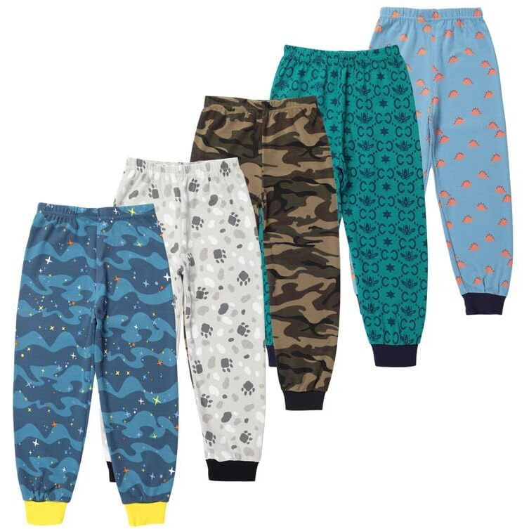 Totztouch Boys Jogger Pant & Pajamas|Kids Track Pants|Pyjama Pure Cotton Rib Cuff(Pack 5 / Age 6 To 12 Months|1 To 2Yrs|2 To 3Yrs|3 To 4Yrs|4 To 5Yrs|5 To 6Yrs|6 To 7|7 To 8Yrs),Multicolour,2-3 Years