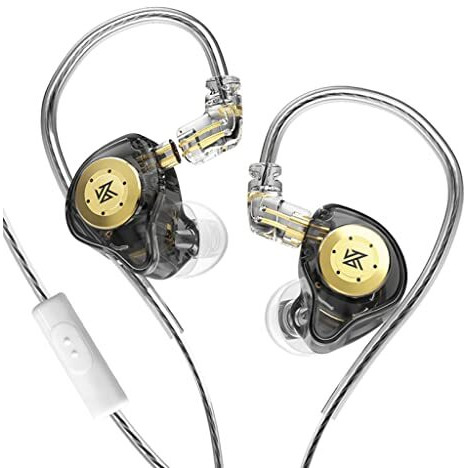 Concept Kart Kz Edx Pro Iem Earphone, Hifi Stereo Special Dual Magnetic Circuit Dynamic Driver Resin Inlay Metal Process In-Ear Monitors Earbuds With 5N Ofc 2Pin Detachable Cable (Black, With Mic)