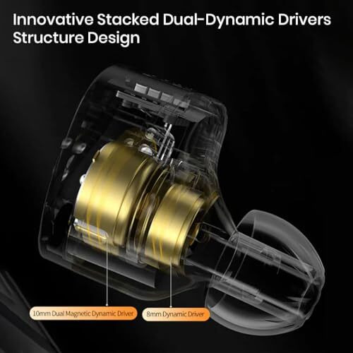 Concept Kart Kz Castor Wired Iem With Mic, Dual 10Mm + 8Mm Dynamic Driver In-Ear Earphone, Harman Target With Improved Bass, 4-Tuning Swtiches, 0.78Mm 2Pin, 3.5Mm Detachable Cable