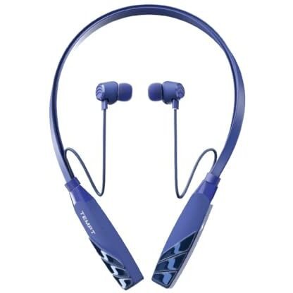 Tempt Groove Pro Wireless Bluetooth Neckband Earphone, Bluetooth V5.2 With Up To 45Hr Playtime, Type-C Fast Charging, Enc, Ipx5 Water & Sweat Resistant, Ipx5 Water & Sweat Resistance (Blue)