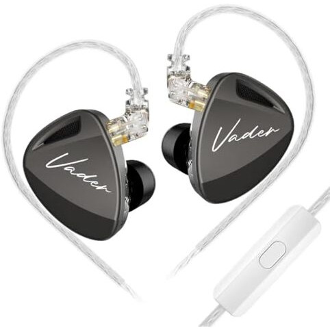 Kz Vader In Ear Monitor Earphone With Mic Super-Linear 8Mm Triple Dynamic Drivers & 4 Level Switch Wired Iem, 0.75Mm 2Pin Connector Silver-Plated Cable, 3.5Mm Jack (Hi-Res (With Mic))