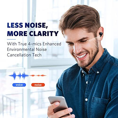 Earfun Free 1S Wireless Earbuds, Bluetooth Deep Bass Earphones For 30H Playtime, 4 Mics Enc Clear Call, True Wireless In-Ear Earbuds With Ipx7 Waterproof & Wireless Charging, App Custom Eq, Game Mode