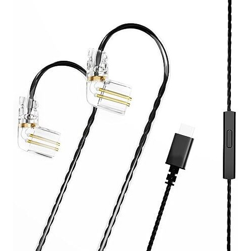 Concept Kart Nd D6 0.78Mm (Qdc) Upgrade Cable For Iem Earphone With Type C Plug & Mic, 4 Core Ofc Detachable Cable For Blon X Hbb Z300, Simgot - Ea500, 7Hz Legato/Timeless/Salnotes Zero