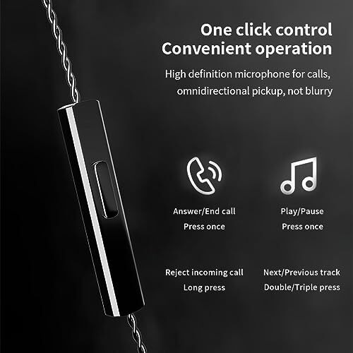 Concept Kart Nd D6 0.78Mm (Qdc) Upgrade Cable For Iem Earphone With Type C Plug & Mic, 4 Core Ofc Detachable Cable For Blon X Hbb Z300, Simgot - Ea500, 7Hz Legato/Timeless/Salnotes Zero
