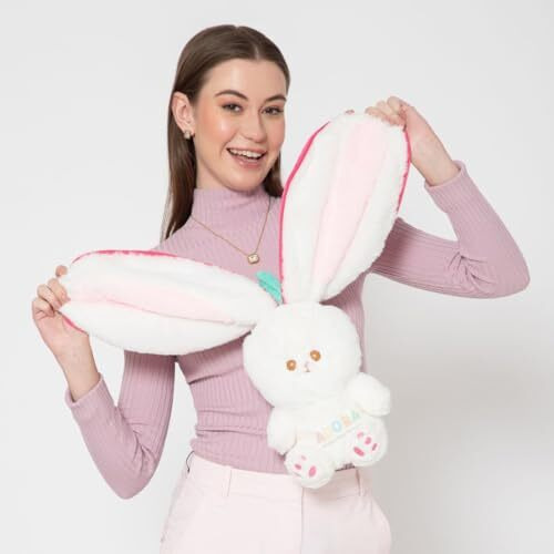 Adora Strawberry Bunny Reversible Plush Toy  Fluffy Rabbit Soft Toy For Girls & Kids  Cute Kawaii Bunny Plushie  Cursed Bunny Mood Plush  Perfect Bunny Gift For Kids & Plush Toy Collectors