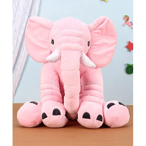 Little Innocents Fibre Filled Stuffed Animal Elephant Baby Pillow With Ball Soft Toy For Baby Of Plush Hugging Pillow Soft Toy For Kids Boy Girl Birthday Gift (Pink, 45Cm) - 1Year Above