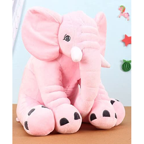 Little Innocents Fibre Filled Stuffed Animal Elephant Baby Pillow With Ball Soft Toy For Baby Of Plush Hugging Pillow Soft Toy For Kids Boy Girl Birthday Gift (Pink, 45Cm) - 1Year Above