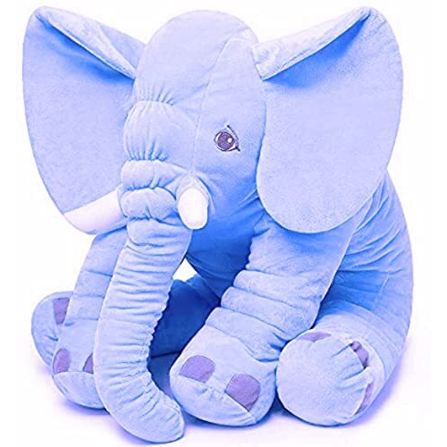 Little Innocents Fibre Filled Stuffed Animal Elephant Baby Pillow With Ball Soft Toy For Baby Kids Boy Girl Birthday Gift (Blue 45Cm) - 1Year Above