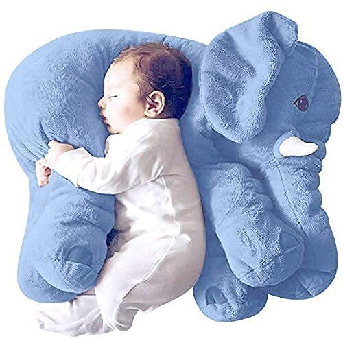 Little Innocents Fibre Filled Stuffed Animal Elephant Baby Pillow With Ball Soft Toy For Baby Kids Boy Girl Birthday Gift (Blue 45Cm) - 1Year Above