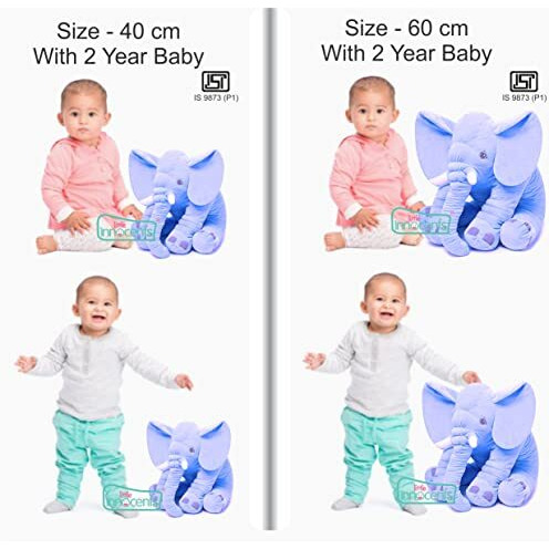 Little Innocents Fibre Filled Stuffed Animal Elephant Baby Pillow With Ball Soft Toy For Baby Kids Boy Girl Birthday Gift (Blue 45Cm) - 1Year Above