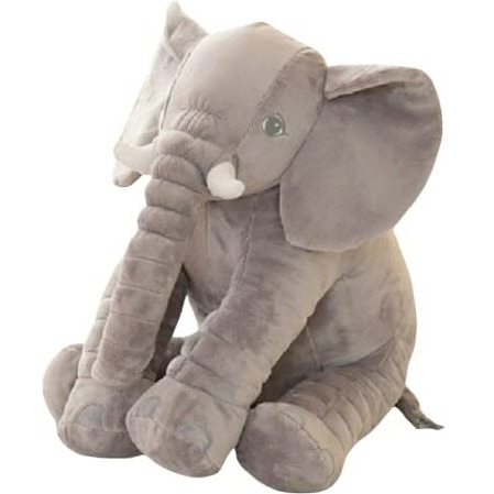 Little Innocents Fibre Filled Stuffed Animal Elephant Baby Pillow With Ball Soft Toy For Baby Of Plush Hugging Pillow Soft Toy For Kids Boy Girl Birthday Gift (45Cm, Grey) - 1Year Above