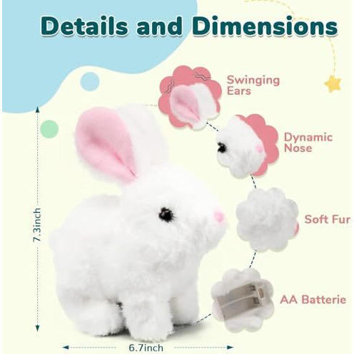Hopping Walking Bunny Toy With Sounds, Jumping Rabbit Wiggling Ears, Twitching Mouth And Nose, Educational Interactive Bunny Rabbit Toy For Baby Kids
