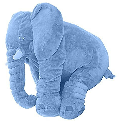 Little Innocents Big Size Fibre Filled Stuffed Animal Elephant Baby Pillow With Ball Soft Toy For Baby Of Plush Hugging Pillow Soft Toy For Kids Boy Girl Birthday Gift (Blue 60Cm) - 1Year Above