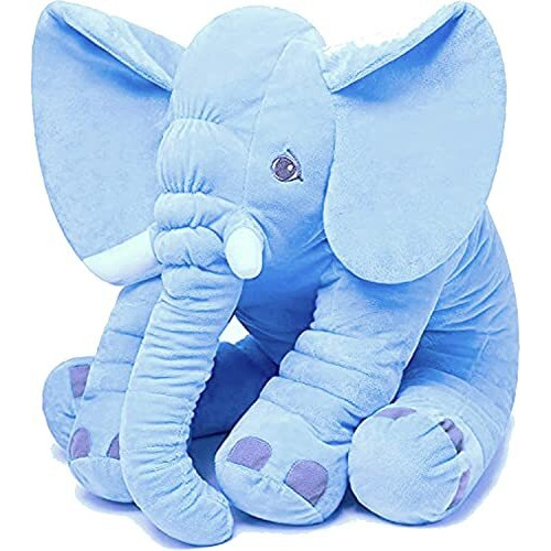 Little Innocents Big Size Fibre Filled Stuffed Animal Elephant Baby Pillow With Ball Soft Toy For Baby Of Plush Hugging Pillow Soft Toy For Kids Boy Girl Birthday Gift (Blue 60Cm) - 1Year Above