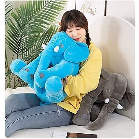 Little Innocents Big Size Fibre Filled Stuffed Animal Elephant Baby Pillow With Ball Soft Toy For Baby Of Plush Hugging Pillow Soft Toy For Kids Boy Girl Birthday Gift (Blue 60Cm) - 1Year Above