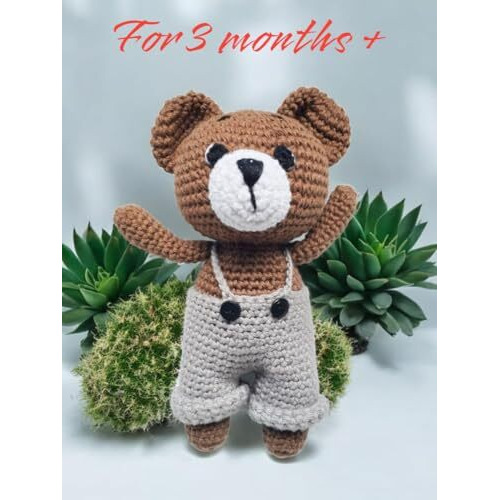 1Mii Sweety Teddy Soft Toy Teddy 6 Inch 15 Cms High | Soft Dolls For Babies Girls Boys Plush Cuddly Stuffed Baby Safe Eco Friendly 100% Cotton Crochet Amigurumi For Age 3Mth+ | Multi Color