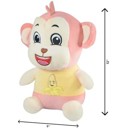 Ultra 12 Inch Smiling Cuddly Fruit Monkey Fully Stuffed Soft Plush Toy For Kids In Multicolor Animal Toy Gift Birthday Anniversary Christmas Diwali Home Decore