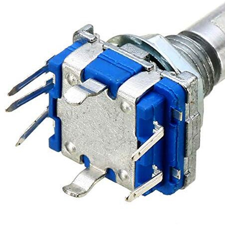 Centiot Metal - Ec11 10K Rotary Encoder - Digital Potentiometer Coding Volume Control With Switch - 5 Pin 20Mm Half Handle (2Pcs),Blue