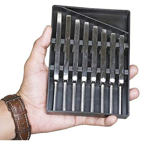 Eisco Tuning Fork (Set Of 8 Pieces) Steel Scientific Forks, C4  256Hz, Physics Lab Equipment For Sound Wave Experiments, Acoustics, Vibrations, Music Teaching, Science Classroom & Stem Learning