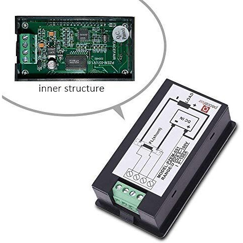Amicisense Dc Energy Meter 4 In 1, 6.5V-100V 100A (10Kw) Power Meter Digital Display With Blue Back Light (Dc 10Kw Energy Meter), Corded Electric
