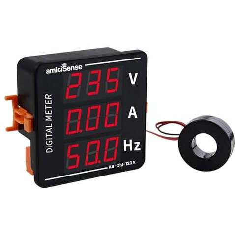 Amicisense Ac Voltmeter Ammeter, 3 In 1 Digital Meter 120A 50~500V Voltage Tester With Frequency And Current Test, Black