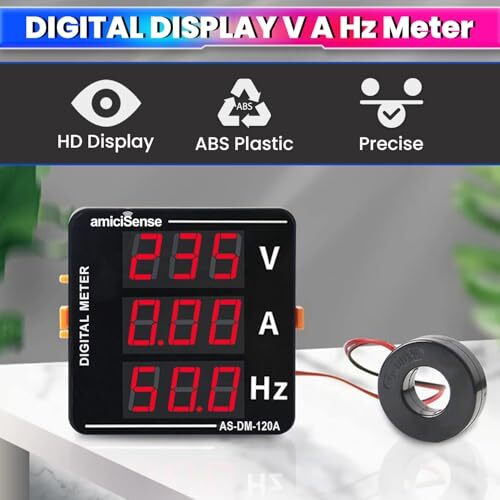 Amicisense Ac Voltmeter Ammeter, 3 In 1 Digital Meter 120A 50~500V Voltage Tester With Frequency And Current Test, Black