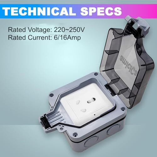 Amicicare Waterproof Power Socket, 6/16Amp Outdoor Electric Switch Socket Box Ip66 (Single Socket)