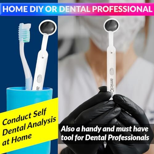 Amicicare Dental Inspection Mirror With Led Light - Anti-Fog Oral Mirror For Teeth Inspection