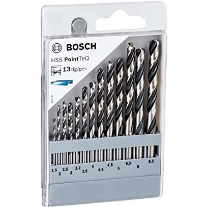 Bosch Professional Hss Pointteq 13Pcs Set| Pointteq Tip For Fast, Efficient Drilling | Wide Range Of Sizes, One Compact Kit | Compact & Sturdy Case For Portability | 13 Metal Drill Bits