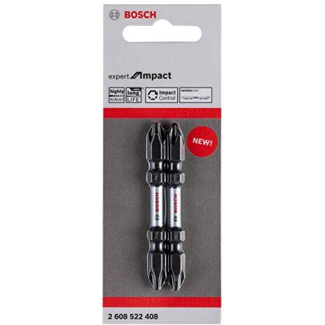 Bosch Professional Impact Screwdriver Bits, Type Ph2-Ph2 | Double-Ended Screwdriver Bits | Heat-Treated S2M Steel | 65Mm Length | Magnetic Tip | Heat-Treated For Durability | 2 Pcs Pack