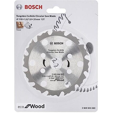 Bosch Coolteq Circular Saw Blade 4''-12T - Eco For Wood - 110 X 1.6/1.0 X 20Mm - Tungsten Carbide
