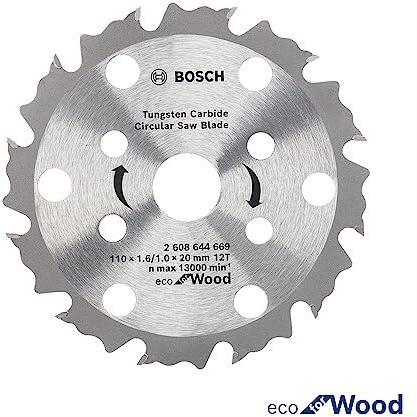 Bosch Coolteq Circular Saw Blade 4''-12T - Eco For Wood - 110 X 1.6/1.0 X 20Mm - Tungsten Carbide