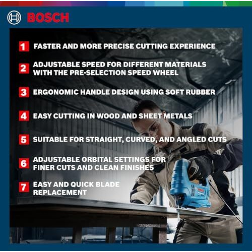 Bosch Gst 680 Corded Electric Jigsaw | 500W Motor | Stroke Rate At No Load- 800-3100 Spm | Cutting Depth 68Mm | Lightweight & Portable | 1 Wood Blade & 1 Allen Key Included| 1 Yr Warranty