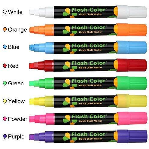 Techzere Liquid Chalk Markers, Fluorescent Neon Chalkboard Chisel Marker Pens For Glass, Led Writing Boards Etc (Pack Of 8) (Multicolor)