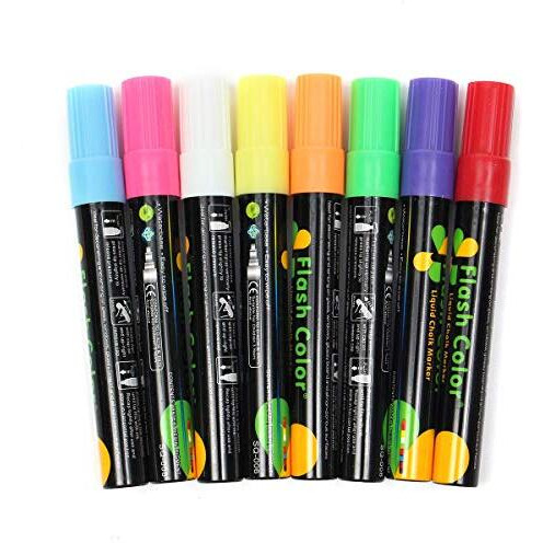 Techzere Liquid Chalk Markers, Fluorescent Neon Chalkboard Chisel Marker Pens For Glass, Led Writing Boards Etc (Pack Of 8) (Multicolor)