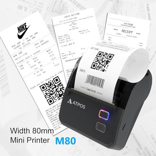 Atpos M80 80Mm 3'' Inch Portable Bluetooth Thermal Receipt Printer | Rechargeable | Wireless Printing