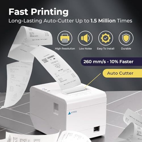 Atpos At-402 80Mm 3 Inch Thermal Receipt Printer (Bluetooth + Usb) | Auto Cutter