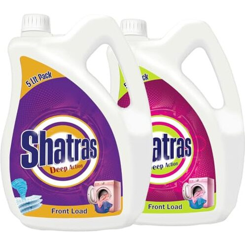 Shatras Deep Action - Front Load Laundry Liquid Detergent 5L X Pack Of 2|Non Toxic,Eco Freindly Best For Front Load And Top Load| Biodegradable & Chemical Free Laundry Liquid