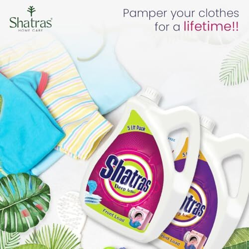 Shatras Deep Action - Front Load Laundry Liquid Detergent 5L X Pack Of 2|Non Toxic,Eco Freindly Best For Front Load And Top Load| Biodegradable & Chemical Free Laundry Liquid