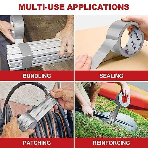 Bonzella Heavy Duty Duct Tape, Strong And Waterproof Duct Tape, Industrial, Multi-Purpose Adhesive Duct Tape No Residue Bulk For Indoor Outdoor Repairs Home Use (2Inch X 25M)