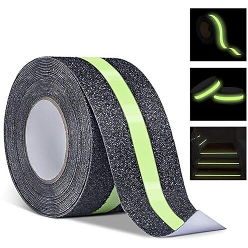 Druri Anti Slip Grip Tape,Non-Slip Traction Tapes With Glow In The Dark Reduce The Risk Of Slipping For Indoor Or Outdoor Stair Tread Step And Other Slippery Surfaces (2 Inch X 5 Meter) (Pk_1)