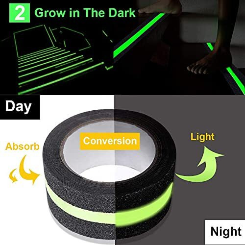 Druri Anti Slip Grip Tape,Non-Slip Traction Tapes With Glow In The Dark Reduce The Risk Of Slipping For Indoor Or Outdoor Stair Tread Step And Other Slippery Surfaces (2 Inch X 5 Meter) (Pk_1)